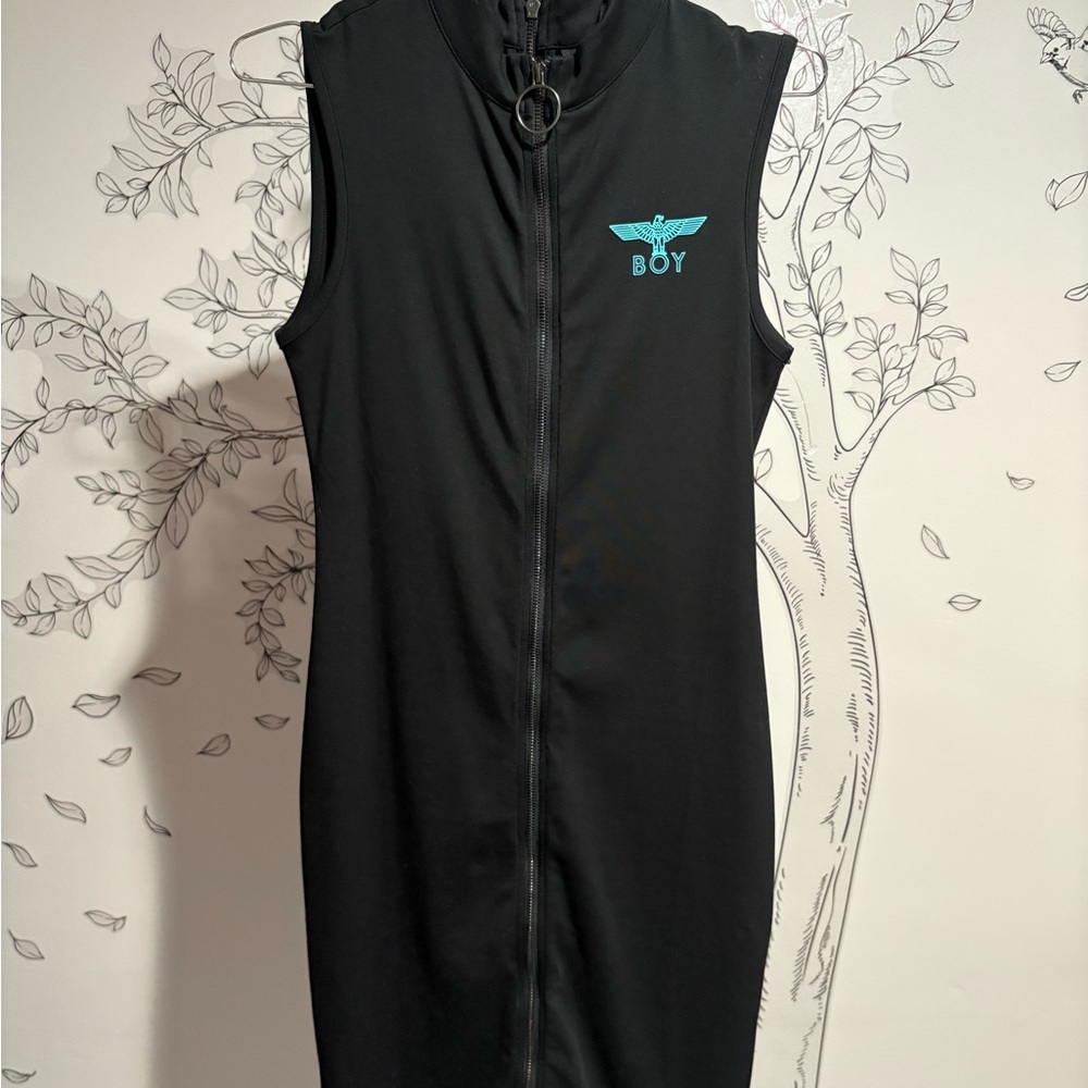 NWOT Boy London Size Medium Black Sleeveless Zip-Up Dress